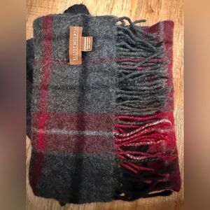 Elliot Mulryan Plaid Wool Scarf 9” Wide 100% Cashmere Plaid Tartan Fisherman